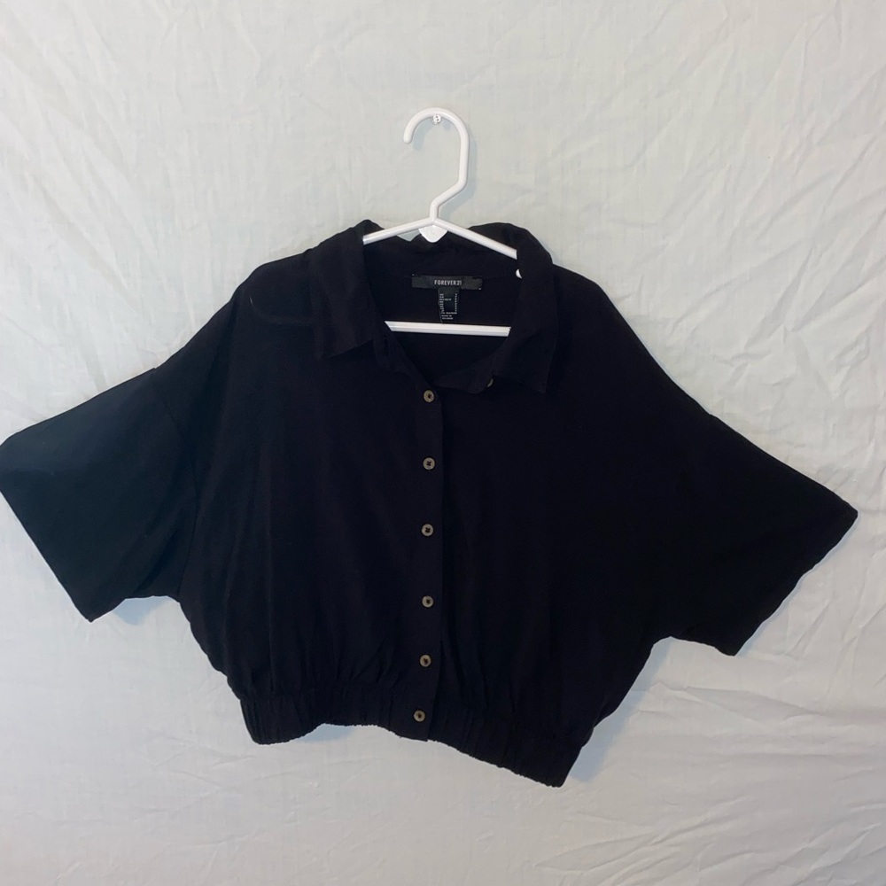 Forever 21 Button Up Black Top